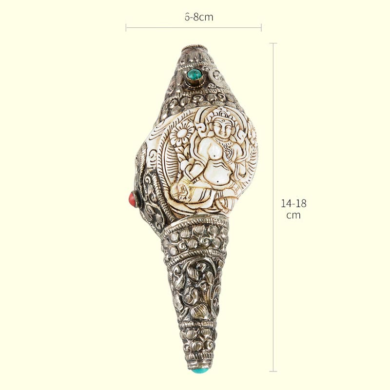 Coquillage de Bouddha Shankha gravé à la main tibétain, décoration positive de richesse - image 19