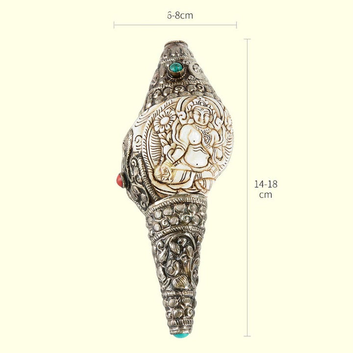 Coquillage de Bouddha Shankha gravé à la main tibétain, décoration positive de richesse - image 19