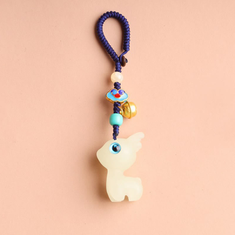 Porte-clés lumineux en forme de cerf porte-bonheur en Buddha Stones, mini et mignon, décoration à suspendre pour téléphone et voiture