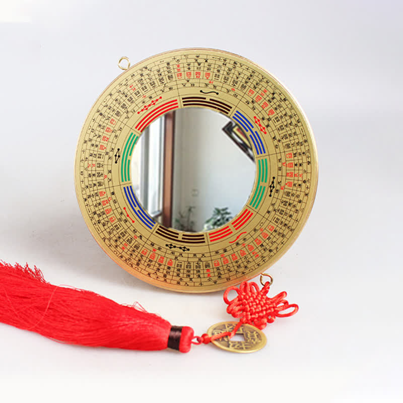 Carte Feng Shui Bagua Pièce de cuivre Nœud chinois Carte énergétique d'équilibre - 19 cm - Carte de Bagua - Miroir convexe - image 17