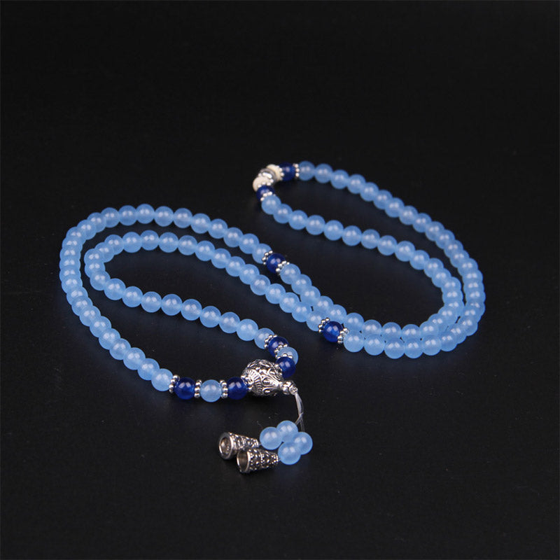Bracelet Mala de guérison en cristal bleu avec 108 perles de Buddha Stones