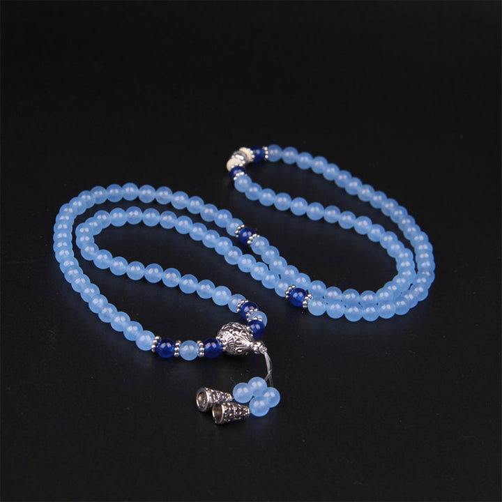 Bracelet Mala de guérison en cristal bleu avec 108 perles de Buddha Stones