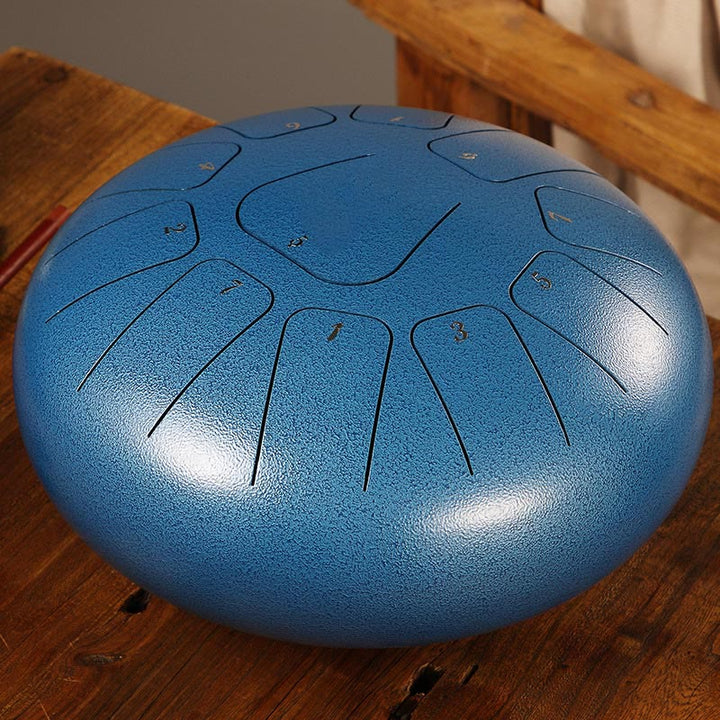 Buddha Stones Steel Tongue Drum Kit de batterie de yoga de méditation de pleine conscience de guérison sonore 11 notes 8 pouces - Bleu acier - image 20