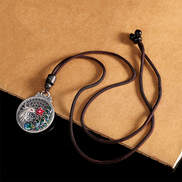 Collier avec pendentif de protection porte-bonheur Phoenix en argent sterling 990 Buddha Stones
