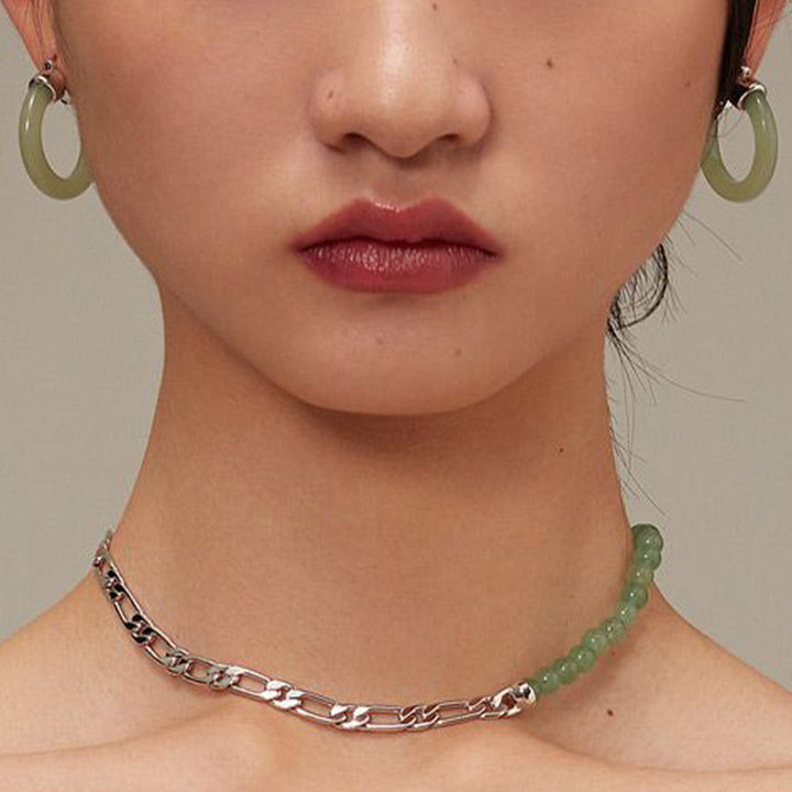 Boucles d'oreilles de prospérité en jade blanc et pierres de Buddha Stones