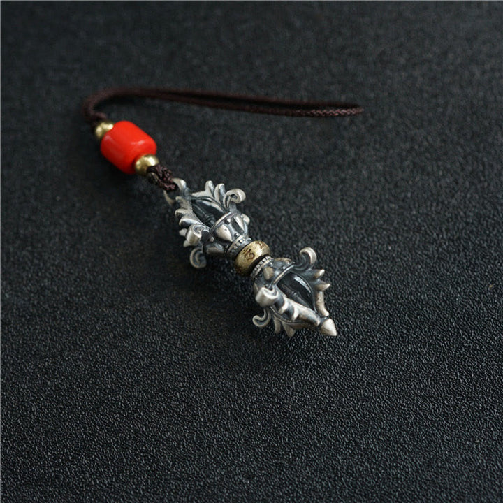 Pendentif en argent sterling 925 Buddha Stones Om Mani Padme Hum Dorje Vajra gravé pour la force