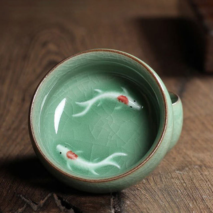 Buddha Stones Poisson Koi Coloré Tasse à Thé en Céramique Tasse à Thé Kung Fu Bol