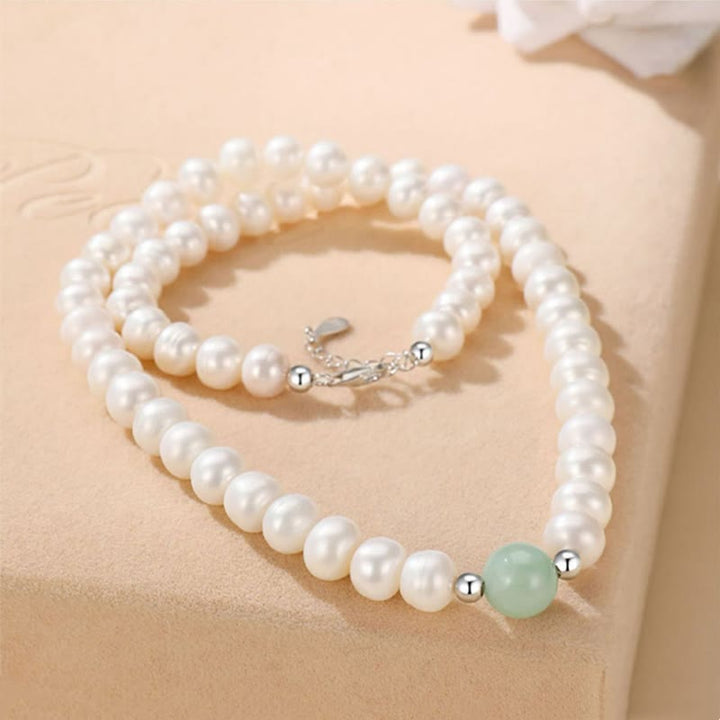 Collier et boucles d'oreilles en argent sterling 925 avec perles naturelles et jade de Buddha Stones avec coffret cadeau - image 2