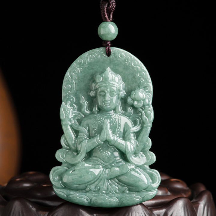 Collier de bénédiction en jade naturel à quatre bras Avalokitesvara - image 6