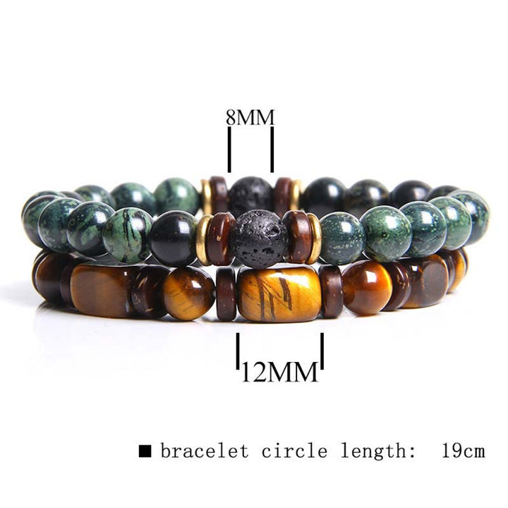 Bracelet de perles œil de tigre en cristal de guérison en Buddha Stones 2 pièces