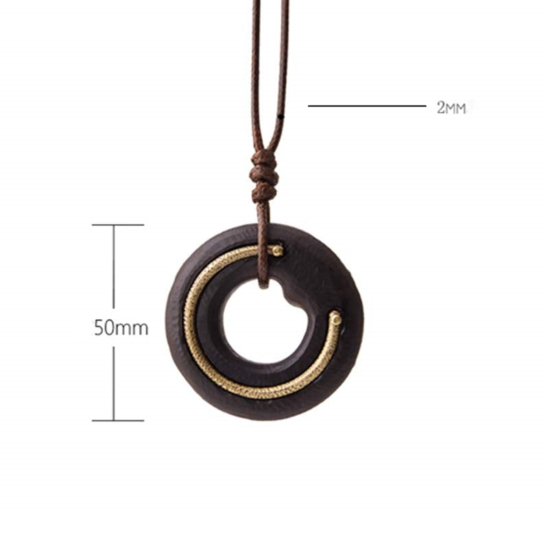 Collier pendentif en bois d'ébène avec Buddha Stones et cercle zen - image 17