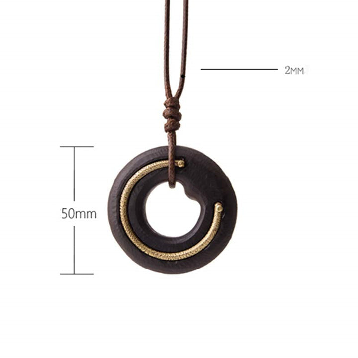 Collier pendentif en bois d'ébène avec Buddha Stones et cercle zen - image 17