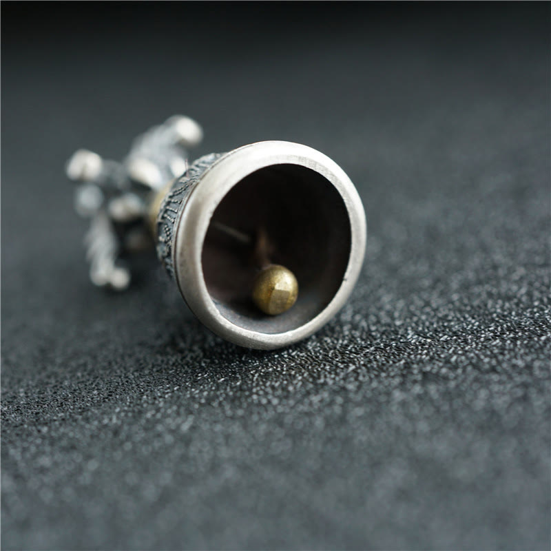 Buddha Stones Tibet Argent Sterling 925 Om Mani Padme Hum Dorje Cloche Vajra Gravé Pendentif d'Illumination Décoration Suspendue - image 4