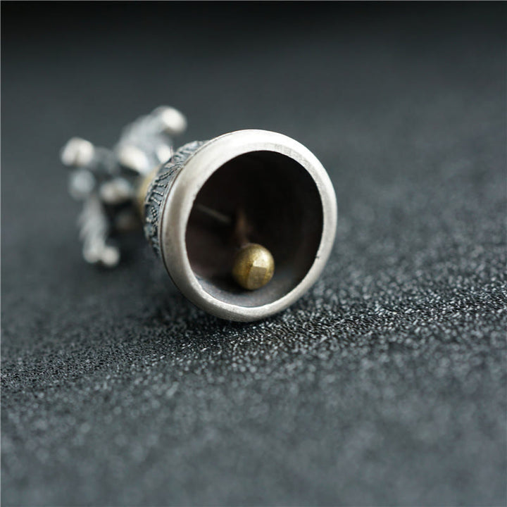 Buddha Stones Tibet Argent Sterling 925 Om Mani Padme Hum Dorje Cloche Vajra Gravé Pendentif d'Illumination Décoration Suspendue - image 4