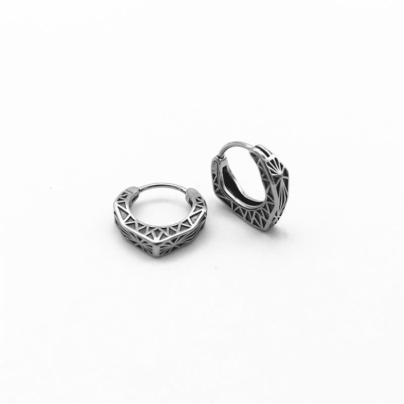 Boucles d'oreilles créoles Viking en acier titane - Acier titane (environ 17 x 16,3 x 3,5 mm) - image 0
