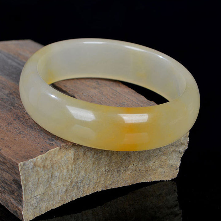 Bracelet jonc en jade de soie doré naturel pour la chance et la richesse
