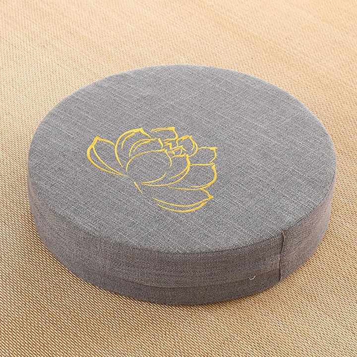 Coussin de siège de méditation en coton et lin avec broderie de Buddha Stones et de lotus - image 6