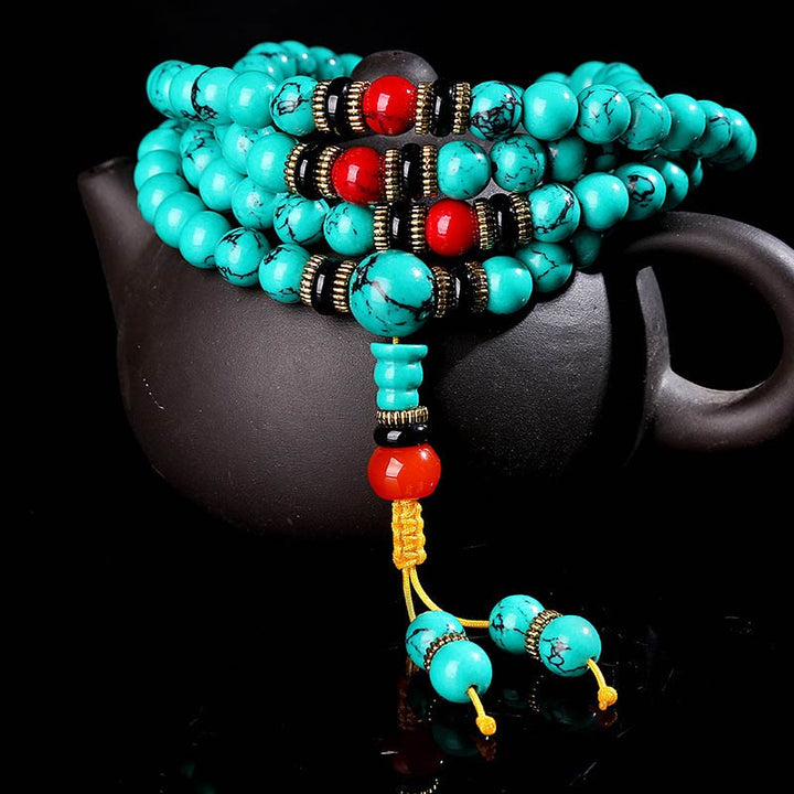 Bracelet Mala de guérison Buddha Stones de Bouddha turquoise