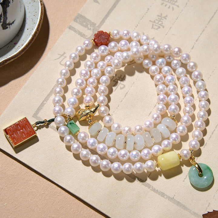 Bracelet en argent sterling 925 avec Buddha Stones Hetian et agate rouge, double bonheur, ambre, chance, quadruple tour