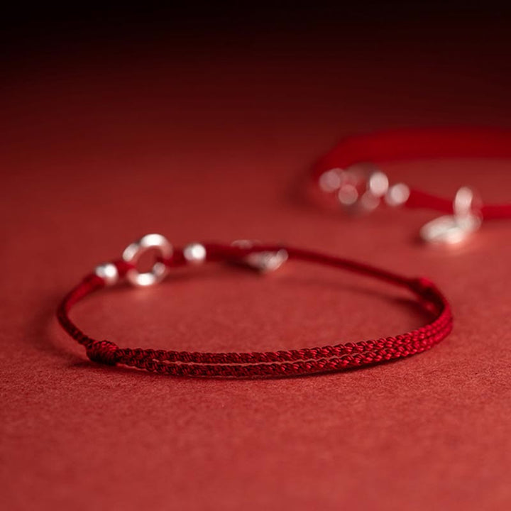 Bracelet en argent sterling 925 avec Buddha Stones et cordon rouge porte-bonheur, paix, joie, lotus, paix