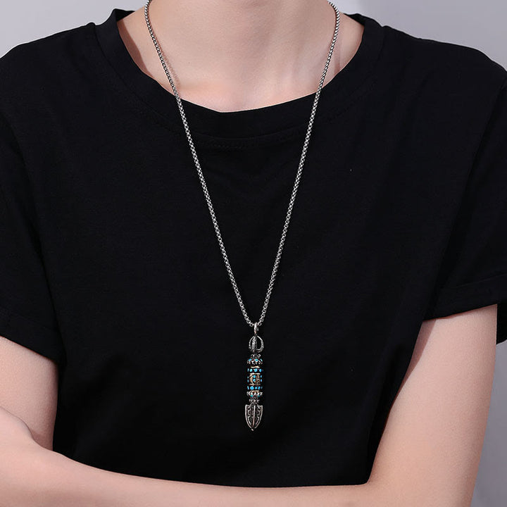Collier pendentif rotatif tibétain en Buddha Stones Om Mani Padme Hum Protection Richesse - image 2