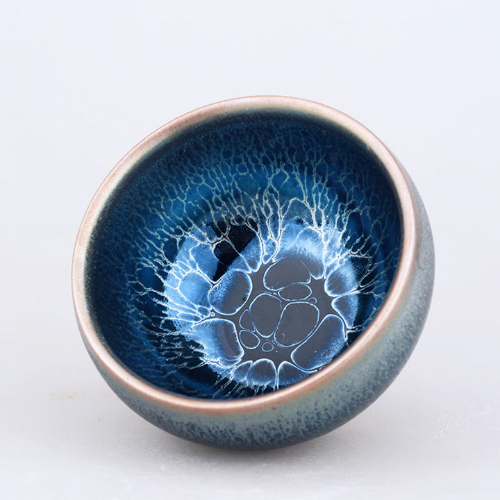 Tasse à thé en céramique chinoise Jianzhan à motif d'écailles de dragon et de Buddha Stones faites à la main, tasse à thé Tenmoku Kung Fu