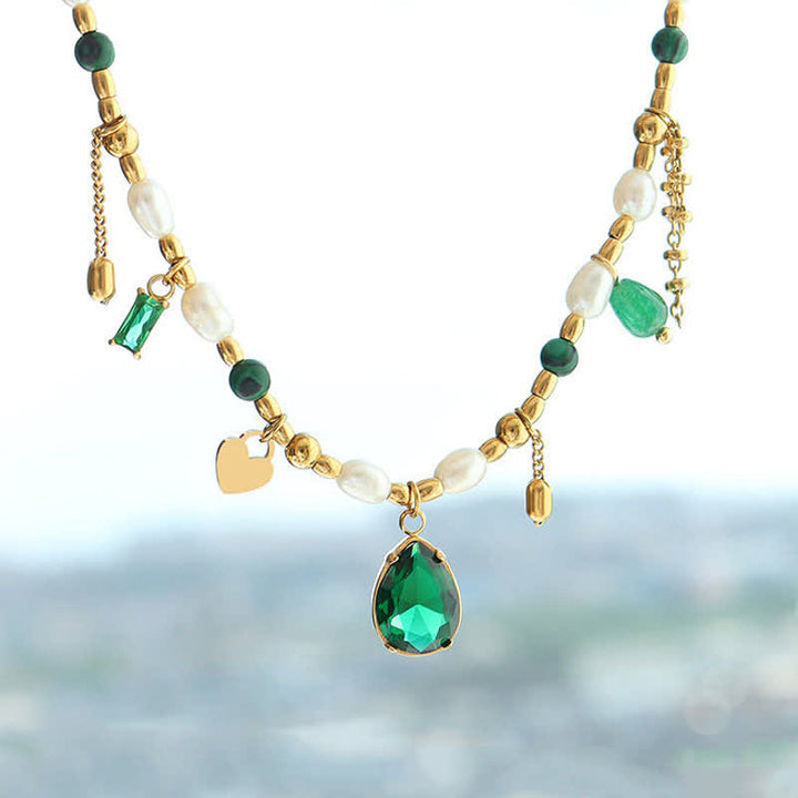 Collier pendentif calme en perles de zircon turquoise