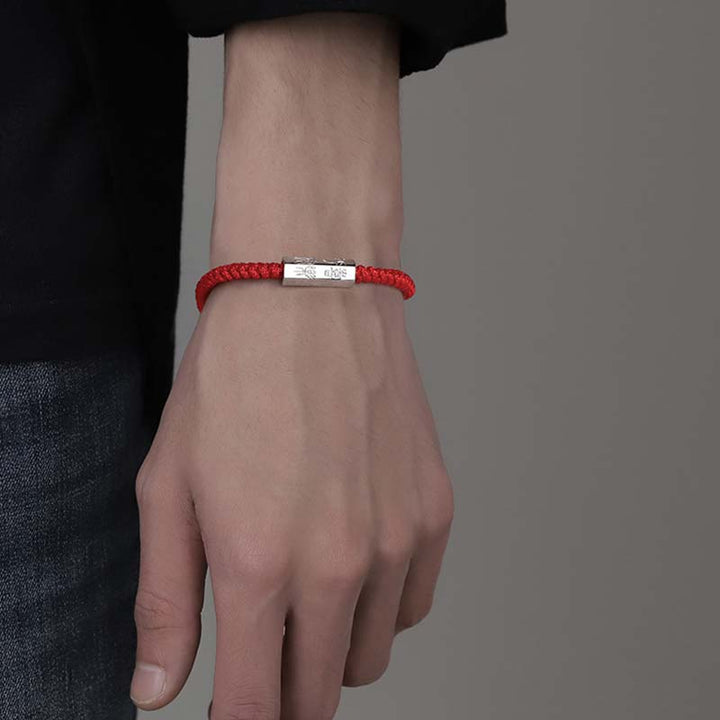 Bracelet en argent sterling 925 avec gravure de lettres de Buddha Stones et bénédiction