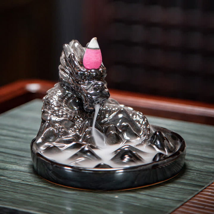 Brûleur d'encens à reflux en céramique à motif de dragon