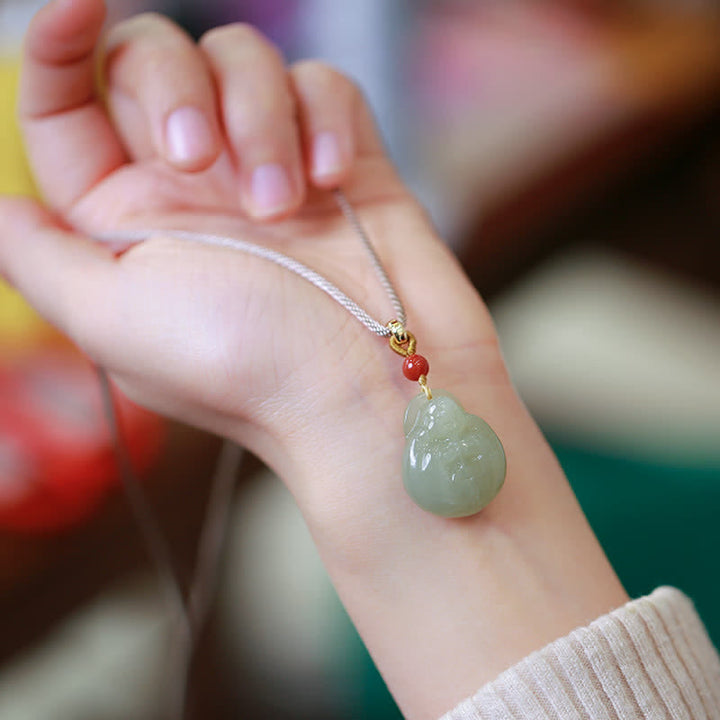 Collier pendentif en jade Hetian Bouddha rieur pour la prospérité et la richesse