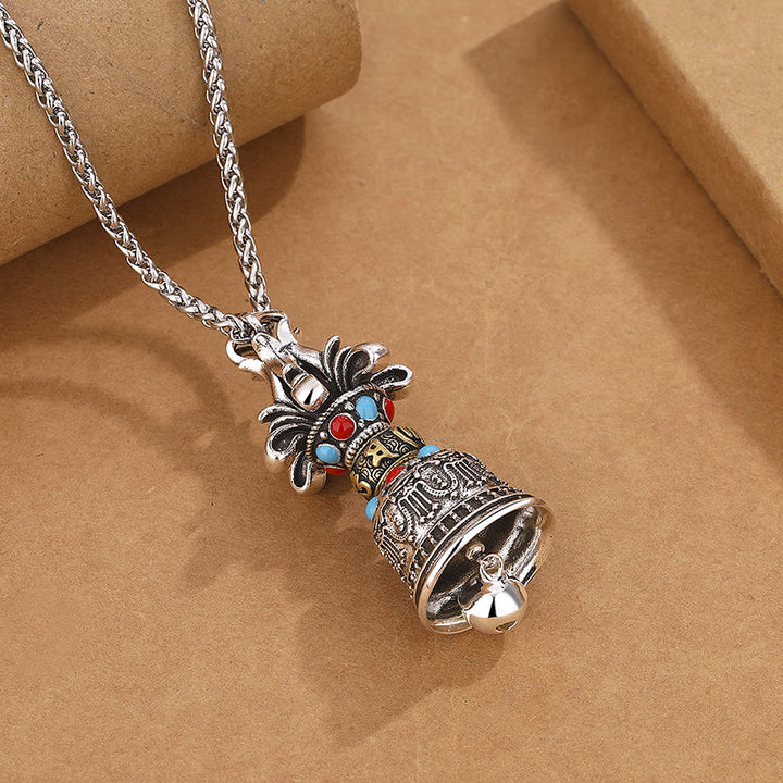 Collier pendentif en Buddha Stones tibétain Om Mani Padme Hum Dorje Vajra, cloche de force - image 3