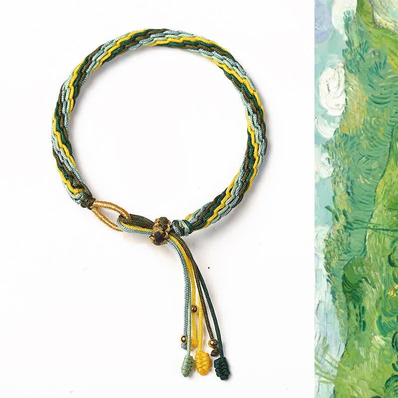 Bracelet tressé de protection avec cordon porte-bonheur et nœud de réincarnation