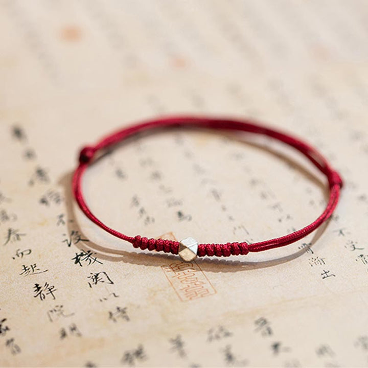 Bracelet tressé en argent sterling 925 avec perles porte-bonheur et protection en fil rouge avec Buddha Stones