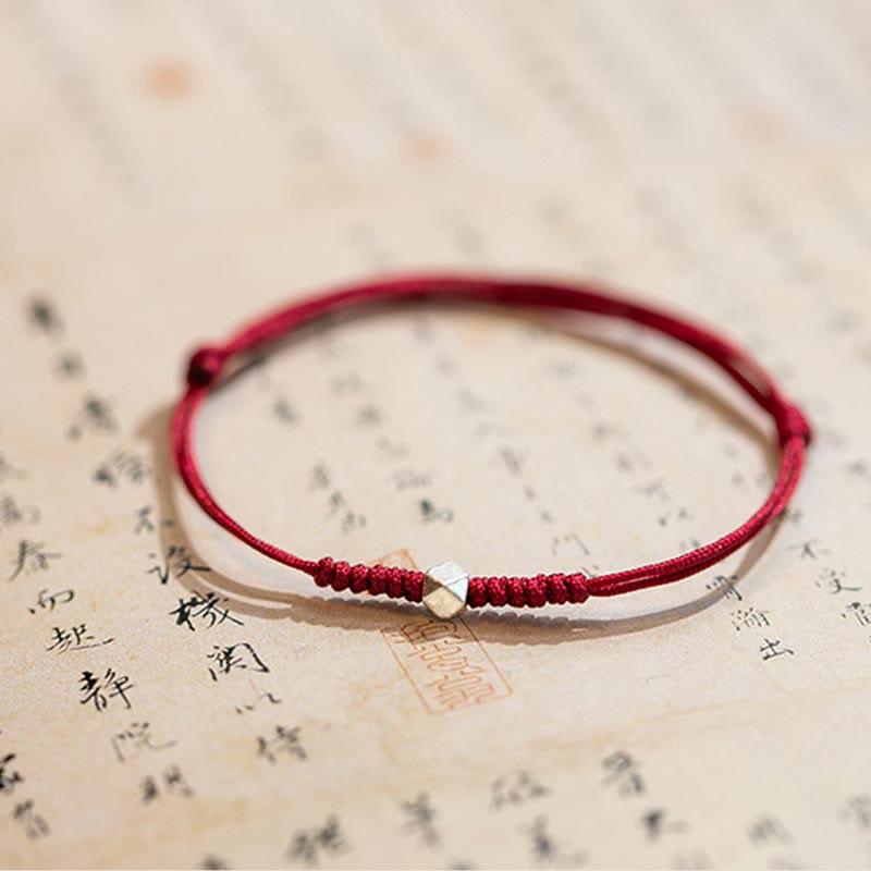 Bracelet en argent sterling 925 avec perle porte-bonheur et cordon fin tressé rouge, orné de Buddha Stones. - image 8