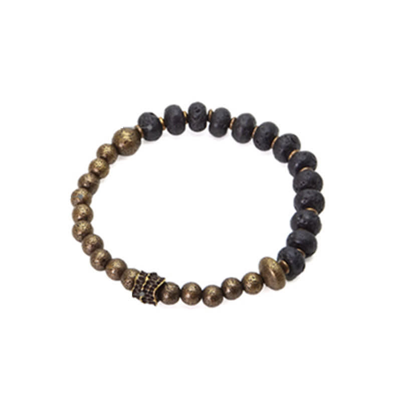 Bracelet manchette d'équilibre en cuivre et pierre de lave