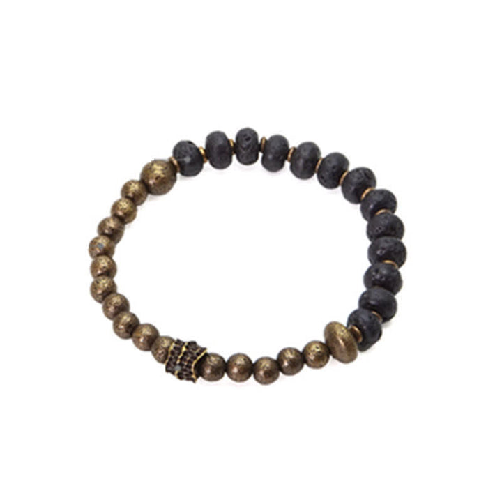 Bracelet manchette d'équilibre en cuivre et pierre de lave