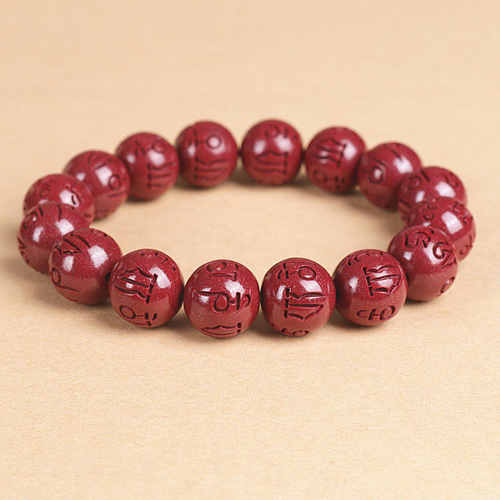 Bracelet de perles de chance et de richesse en Buddha Stones Double PiXiu Cinabre Om Mani Padme Hum