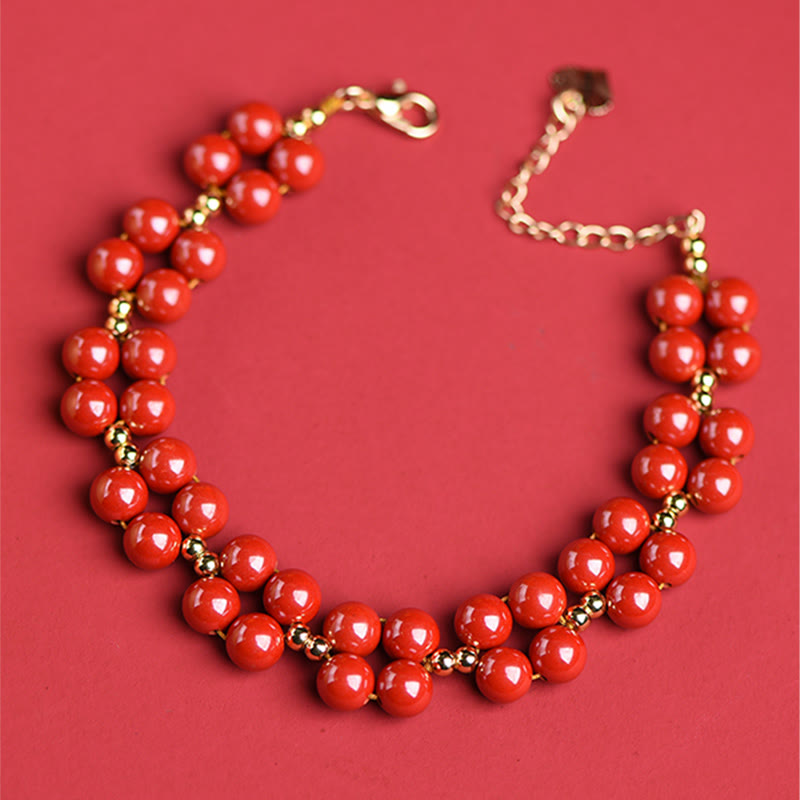 Bracelet de bénédiction en perles de cinabre naturelles de Buddha Stones
