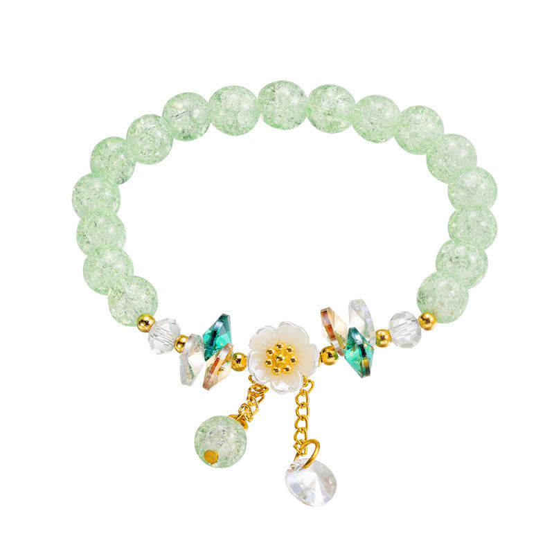 Bracelet en perles de verre à breloques en forme de fleur Buddha Stones au design simple