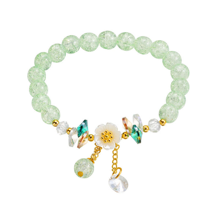 Bracelet en perles de verre à breloques en forme de fleur Buddha Stones au design simple