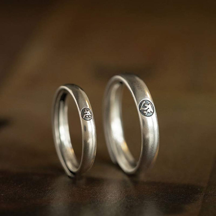 Bague couple en argent sterling 925 Buddha Stones et bénédiction du zodiaque chinois - image 2