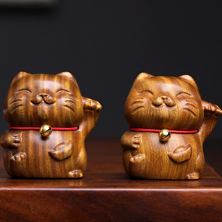 Buddha Stones de Santal Vert Petit Mini Mignon Chat Porte-Bonheur Décorations de Paix - image 5