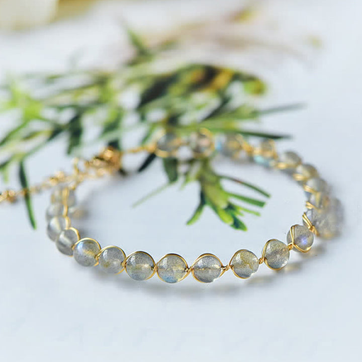 Bracelet de guérison positif en pierre de lune naturelle plaqué or 14 carats de Buddha Stones - image 4