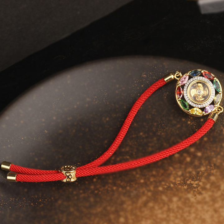 Collier pendentif en Buddha Stones colorées en cuivre et zircon pour la richesse et la chance