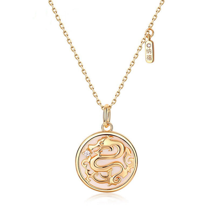 ❗❗❗Une vente flash - Buddha Stones en argent sterling 925 avec pierre de Tridacna et personnage Fu de l'année du dragon