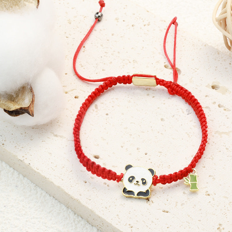 Bracelet porte-bonheur en bambou tibétain fait main avec Buddha Stones rouge