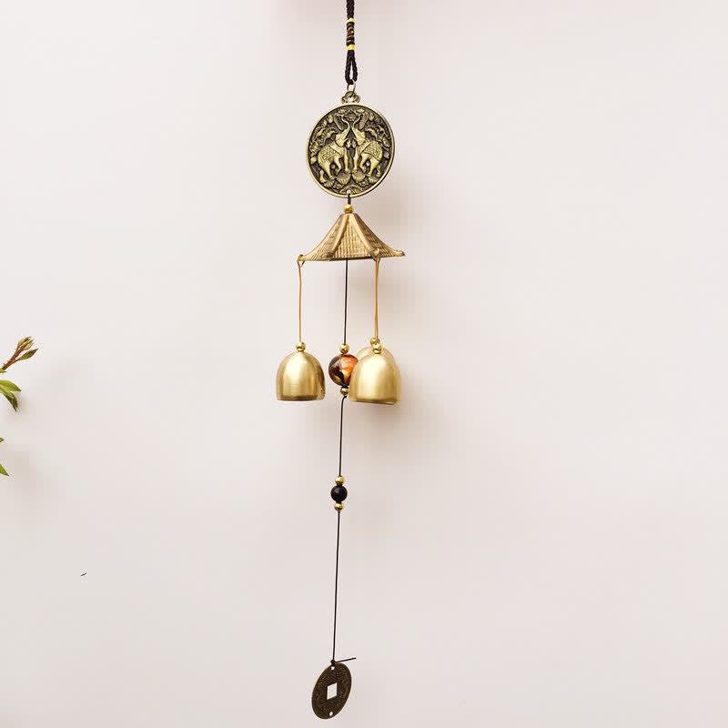 Buddha Stones Lettre de bénédiction Éléphant Bagua Pièce de bon augure Tenture murale Carillon Cloche Décoration de maison faite à la main - image 5