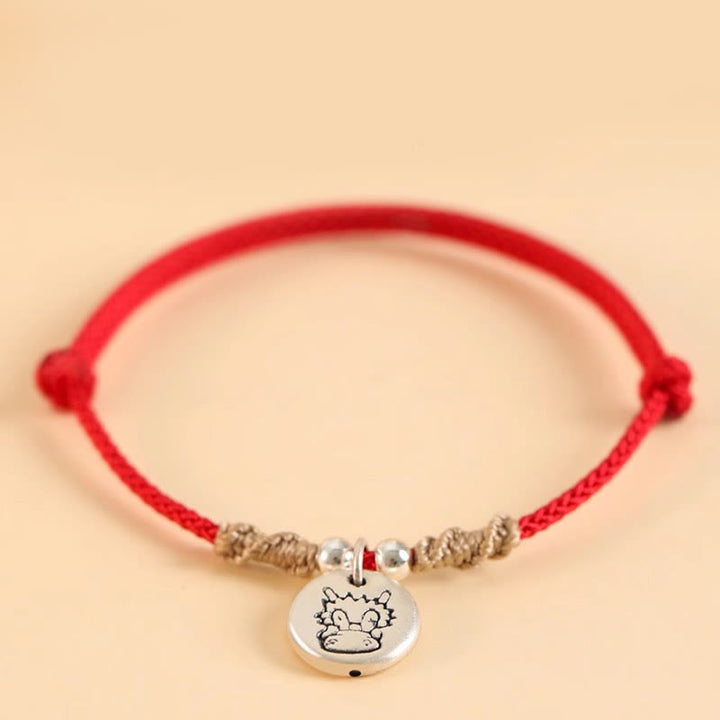 Bracelet tressé en argent sterling 999 fait main avec Buddha Stones Année du Dragon, joli signe du zodiaque chinois - image 3