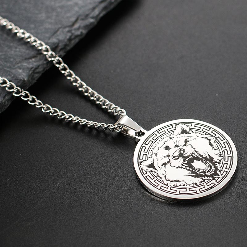 Collier pendentif de protection en acier titane avec Buddha Stones et animaux