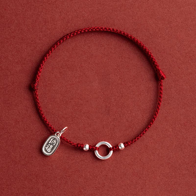 Bracelet en argent sterling 925 avec Buddha Stones et cordon rouge porte-bonheur, paix, joie, lotus, paix